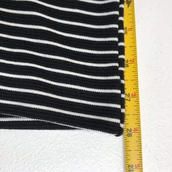 Ann Taylor Black White Striped Sheath Dress Short Puff Sleeve Womens Size 12 - Picture 9 of 11
